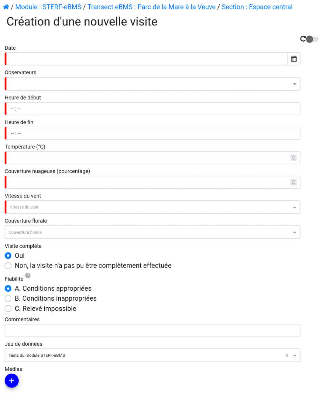 Ajout d'une nouvelle visite
